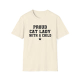 Proud Cat Lady With A Child Shirt Kamala Kitten Womens Paw Print Unisex Softstyle T-Shirt