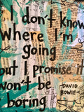 DAVID BOWIE "I don't know where I'm going but I promise it won't be boring" - CANVAS