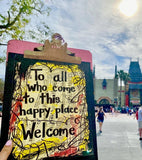 Welcome sign Walt Disney World quote parks music art painting Hollywood Studios Orlando trip vacation artwork sign poster canvas gift