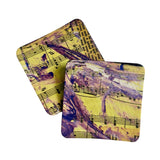 Music coaster fabric square drink coaster set musician bar kitchen book gift present composer teacher chorus band director musical theatre