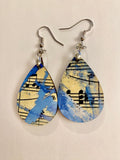 Music painting earrings jewelry dangle earrings teardrop musician gift present composer teacher chorus band director musical theatre art