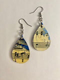 Music painting earrings jewelry dangle earrings teardrop musician gift present composer teacher chorus band director musical theatre art