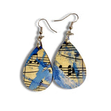 Music painting earrings jewelry dangle earrings teardrop musician gift present composer teacher chorus band director musical theatre art