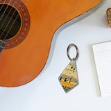 Music keychain key ring car keys musician keyring book lover pages gift present composer teacher chorus band director musical theatre