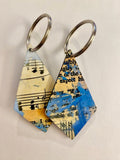 Music keychain key ring car keys musician keyring book lover pages gift present composer teacher chorus band director musical theatre