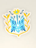 Ukraine vinyl sticker art Ukrainian pride Tryzub trident peace family decal gift for him for her laptop journal notebook cute present