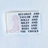 Beyonce Swift sticker Cowboy Carter Dolly Parton Miley Gaga Reba vinyl decal