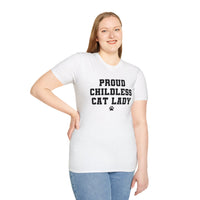 Proud Childless Cat Lady Shirt Kamala Kitten Womens Paw Print Unisex Softstyle T-Shirt