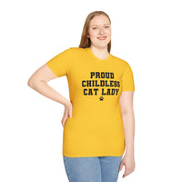 Proud Childless Cat Lady Shirt Kamala Kitten Womens Paw Print Unisex Softstyle T-Shirt