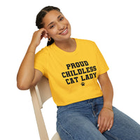 Proud Childless Cat Lady Shirt Kamala Kitten Womens Paw Print Unisex Softstyle T-Shirt