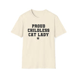 Proud Childless Cat Lady Shirt Kamala Kitten Womens Paw Print Unisex Softstyle T-Shirt