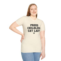 Proud Childless Cat Lady Shirt Kamala Kitten Womens Paw Print Unisex Softstyle T-Shirt