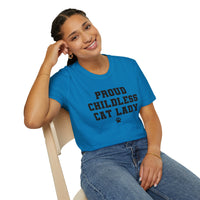 Proud Childless Cat Lady Shirt Kamala Kitten Womens Paw Print Unisex Softstyle T-Shirt