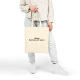 Tote Bag — "i hate Lexicon of Love" Minimalist Cotton Canvas Shopper