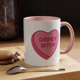 Disney Bitch Heart Accent Coffee Mug — Funny Pink Candy Heart Design (11/15 oz)
