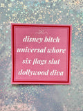 THEME PARK- Universal, Six Flags, Dollywood Sticker