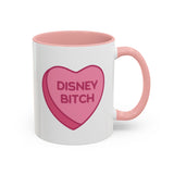 Disney Bitch Heart Accent Coffee Mug — Funny Pink Candy Heart Design (11/15 oz)