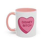 Disney Bitch Heart Accent Coffee Mug — Funny Pink Candy Heart Design (11/15 oz)