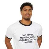 Disney Monorail Ringer T Shirt — “por favor, manténganse alejados de las puertas”