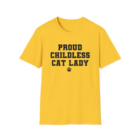 Proud Childless Cat Lady Shirt Kamala Kitten Womens Paw Print Unisex Softstyle T-Shirt