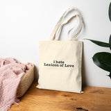 Tote Bag — "i hate Lexicon of Love" Minimalist Cotton Canvas Shopper
