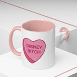 Disney Bitch Heart Accent Coffee Mug — Funny Pink Candy Heart Design (11/15 oz)