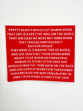 TIFFANY POLLARD Big Brother (Gemma Shoes Quote) Sticker