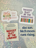 Bookish Girly Sticker Bundle: Smut, Bookstore, Library, Birthchart
