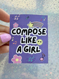 Female Composer Sticker Bundle: Program More Female Composers, Female Composer Club, Compose Like A Girl, How Many Female Composers did you Program?