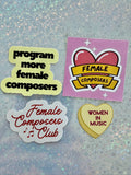 Female Composer Sticker Set: Program More Female Composers, Female Composers Club, Female Composers, Women in Music