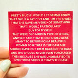 TIFFANY POLLARD Big Brother (Gemma Shoes Quote) Sticker