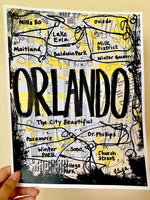 Orlando art painting neighborhoods city Florida art print hostess Air BNB trip vacation Disney Universal artwork sign poster canvas gift