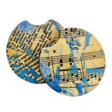 Music car coaster fabric circle drink console coaster set musician book gift present composer teacher chorus band director musical theatre