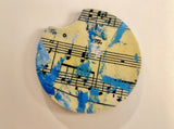 Music car coaster fabric circle drink console coaster set musician book gift present composer teacher chorus band director musical theatre