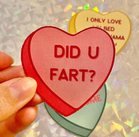 Fart Valentine's heart vinyl sticker