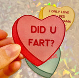 Fart Valentine's heart vinyl sticker