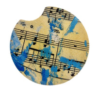 Music car coaster fabric circle drink console coaster set musician book gift present composer teacher chorus band director musical theatre