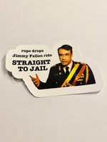 Straight to Jail Universal and Parks and Rec vinyl sticker art Fred Armisen Leslie Knope TikTok funny decal gift laptop journal present