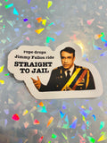 Straight to Jail Universal and Parks and Rec vinyl sticker art Fred Armisen Leslie Knope TikTok funny decal gift laptop journal present