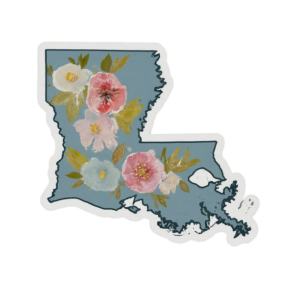 Louisiana vinyl sticker watercolor flower bouquet wedding bride water bottle New Orleans decal gift girls laptop journal notebook present