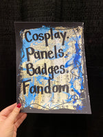 COMIC CON "Cosplay Panels Badges Fandom" - ART PRINT