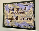 GIRL POWER PURPLE "You are a goddamn magical unicorn" - CANVAS