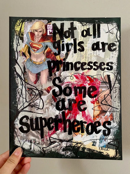 SUPERGIRL "Not all girls are princesses, some are super heroes" Comic Book - CANVAS