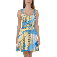 Lexicon Blue Sheet Music Book Pages Skater Dress
