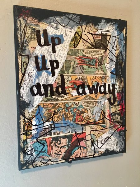 SUPERMAN "Up up and away" Comic Book - CANVAS