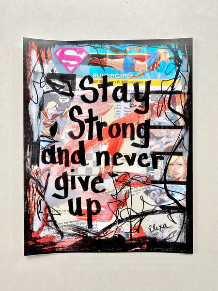 SUPERGIRL "Stay strong and never give up" Comic Book - CANVAS