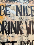 DOG LOVER "Be nice, drink wine, pet dogs" - ART