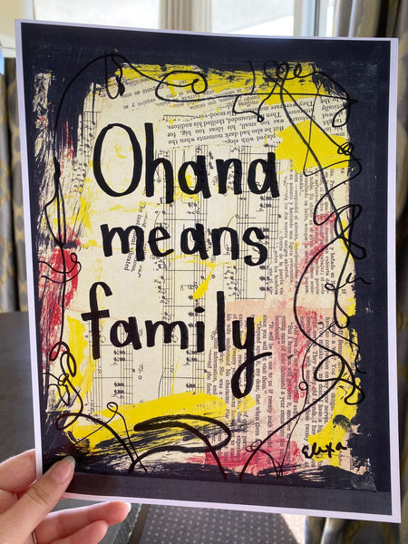 LILO AND STITCH "Ohana means family" - ART PRINT