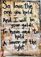 MUMFORD AND SONS "So love the one you hold and I will be your gold" - CANVAS