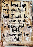 MUMFORD AND SONS "So love the one you hold and I will be your gold" - CANVAS
